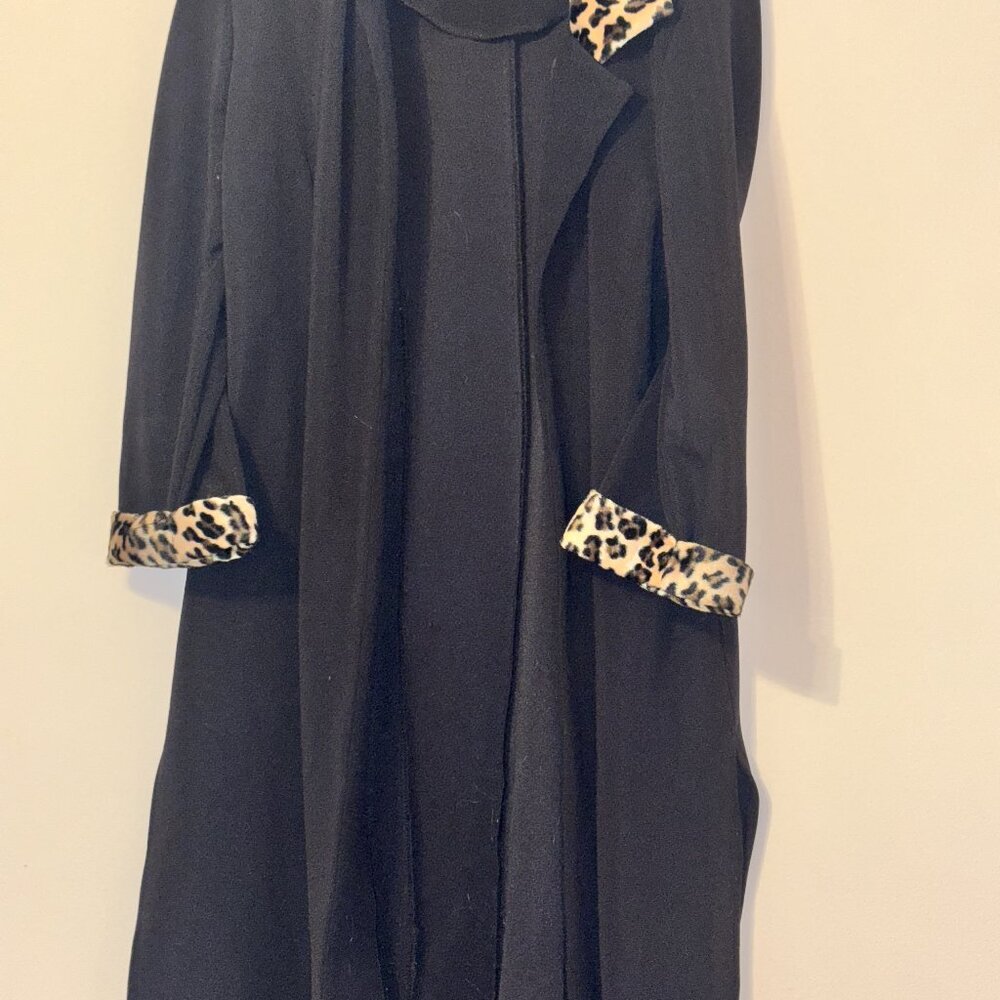Y2K Just In Thyme Black Cheetah Print Trench Coat Vintage Duster